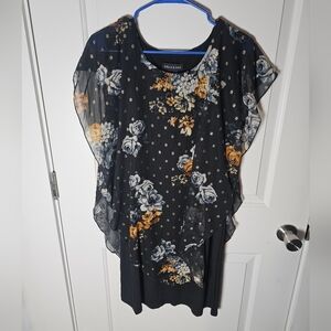 Stella & Julie Floral Chiffon Overlay Dress | Plus Size 14W